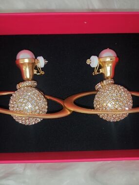 Schiaparelli Gold Crystal Orbit Drop Earrings - Women's Jewelry